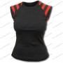 Red Stripped Sleevless Top Black - Gothoc Rock
