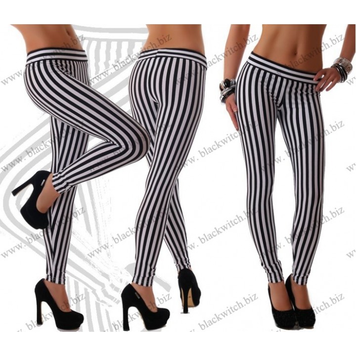 Gestreepte Leggings zwart-wit