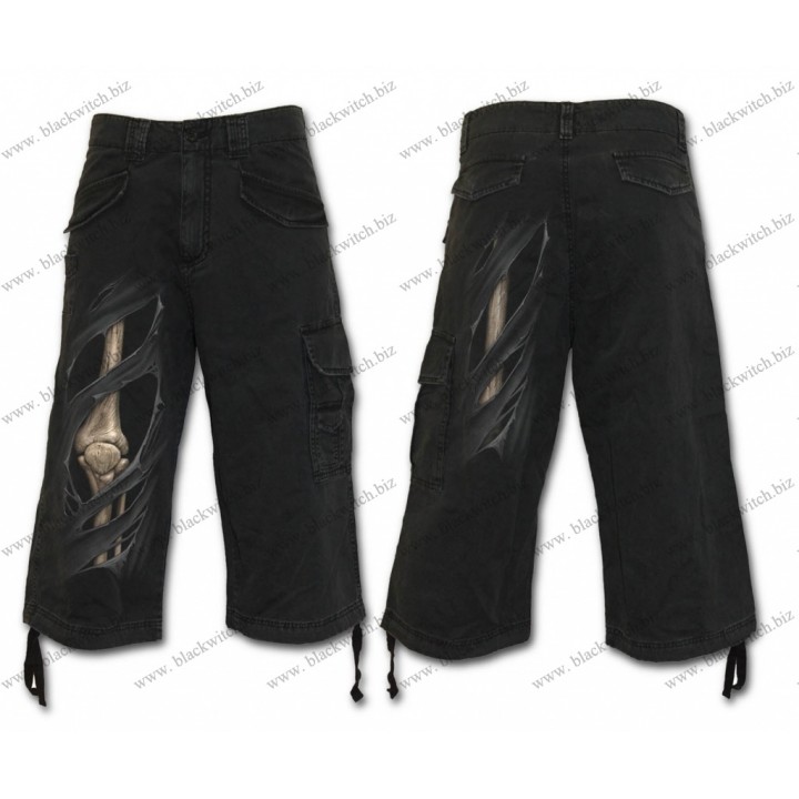 Vintage Cargo Shorts 3/4 Long Black Bone Rips