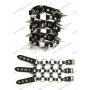 Lederen armband met drie rijen spikes 10cm