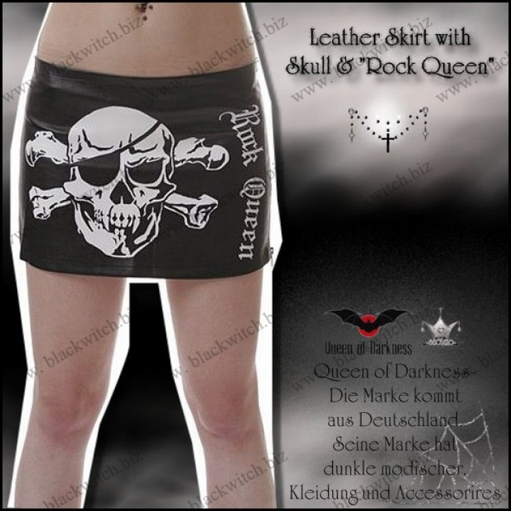 Leather Skirt with Skull and Rock Queen