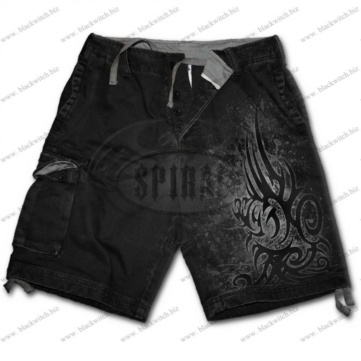 Vintage Cargo Shorts Black Stained Tribal