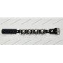 Leather single row bracelet of skulls