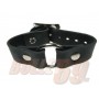 1 Row Small Ring Join Leather Wristband - Black