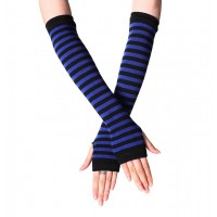 Gestreepte Ellebooghandschoenen donkerblauwe streep