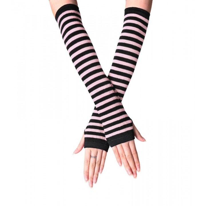 Striped Elbow Gloves pink stripe